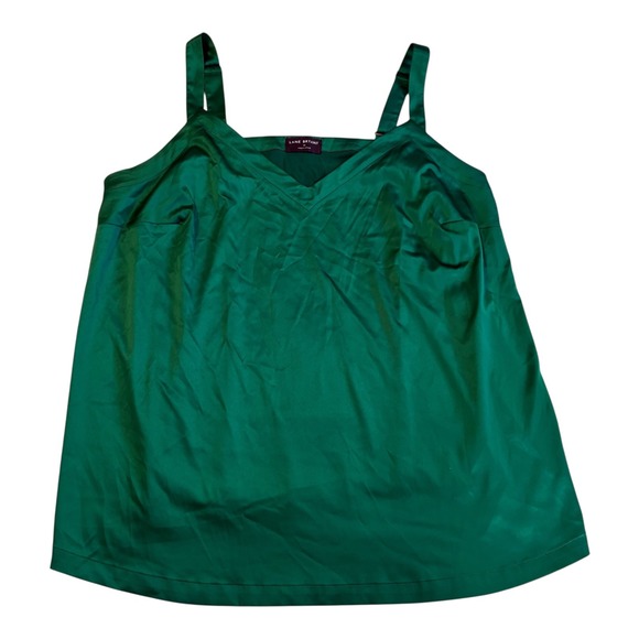 Lane Bryant Emerald Green Satin Tank Top Plus Size V-Neck Sleeveless Blouse - Picture 1 of 8